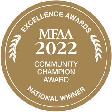 WINNER – 2022 – MFAA – COMMUNITY CHAMPION AWARD