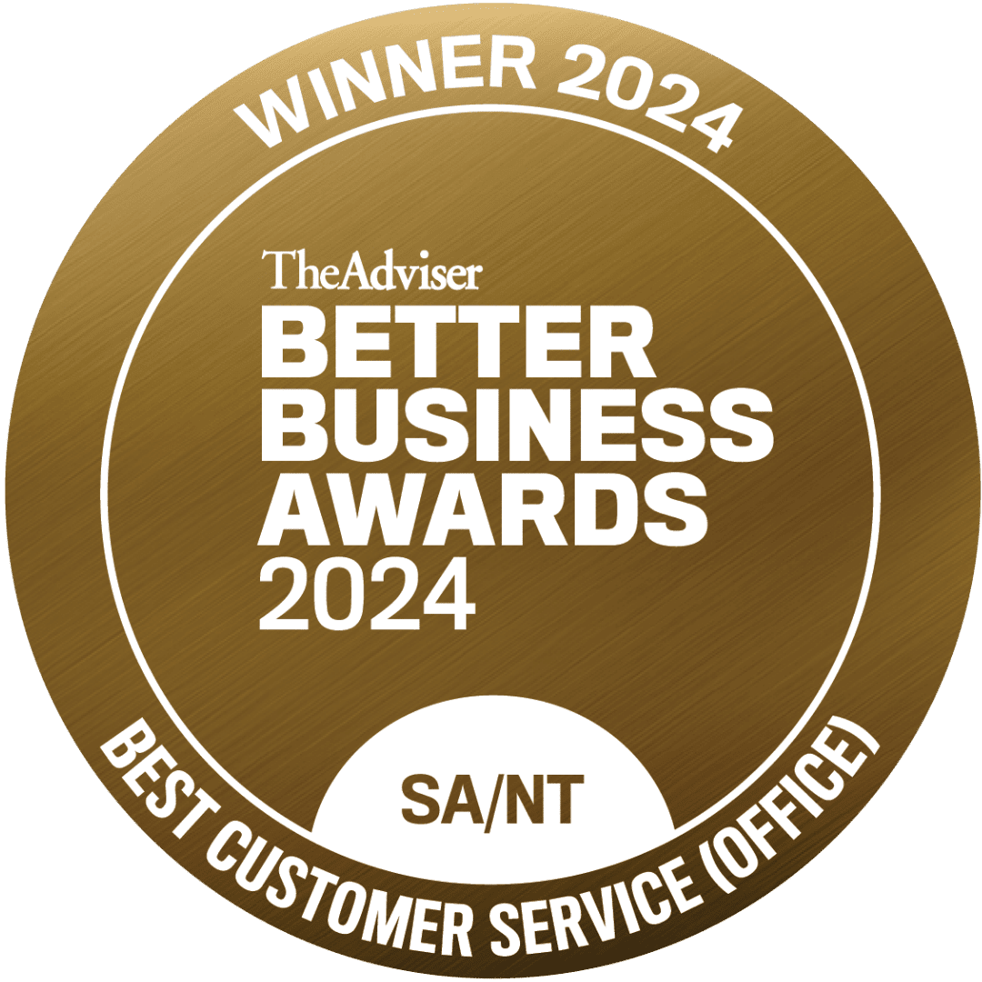 BEST CUSTOMER SERVICE MORTGAGE BROKER OFFICE AWARD WINNER 2024 - BETTER BUSINESS AWARDS - SOUTH AUSTRALIA/NORTHERN TERRITORY