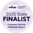 MFAA state finalist customer service individual award logo