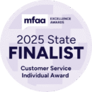 MFAA state finalist customer service individual award logo